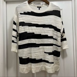Apt.9 black white knit sweater 3/4 sleeve (0x)